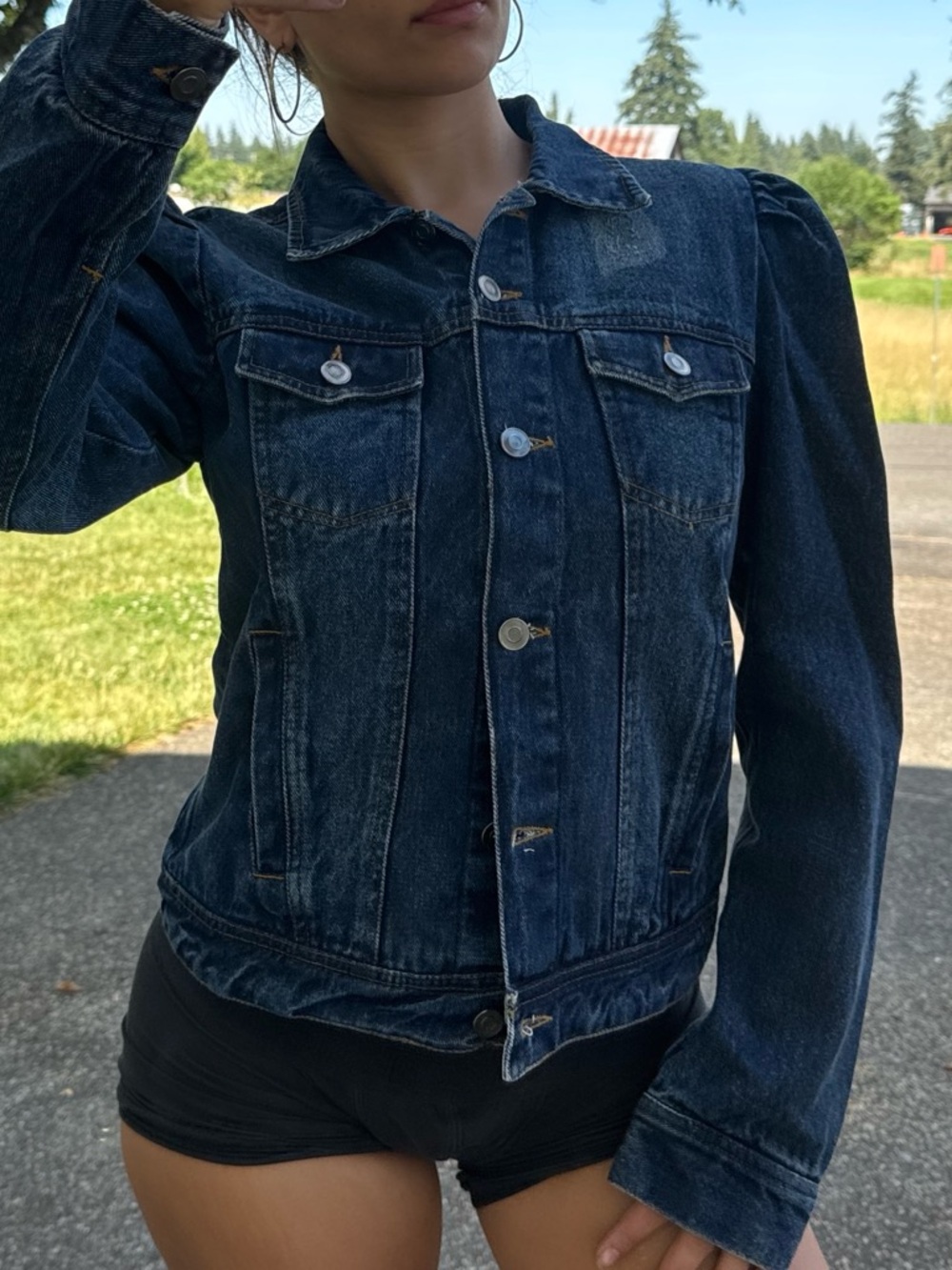 Elan Dark Blue Denim Jean Jacket - Picture 1 of 4